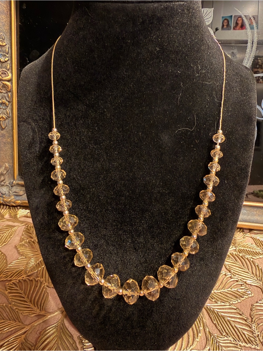 Elegant Gold Crystal Bead Necklace - Women Jewelry